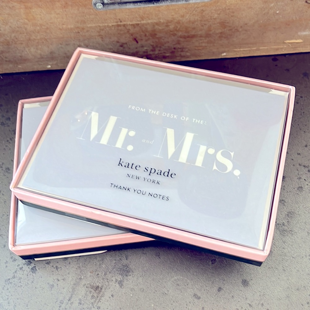 ♠️ 💍 KATE SPADE THANK YOU CARD SET “From The Desk Of MR. and MRS.” 10 Notecards